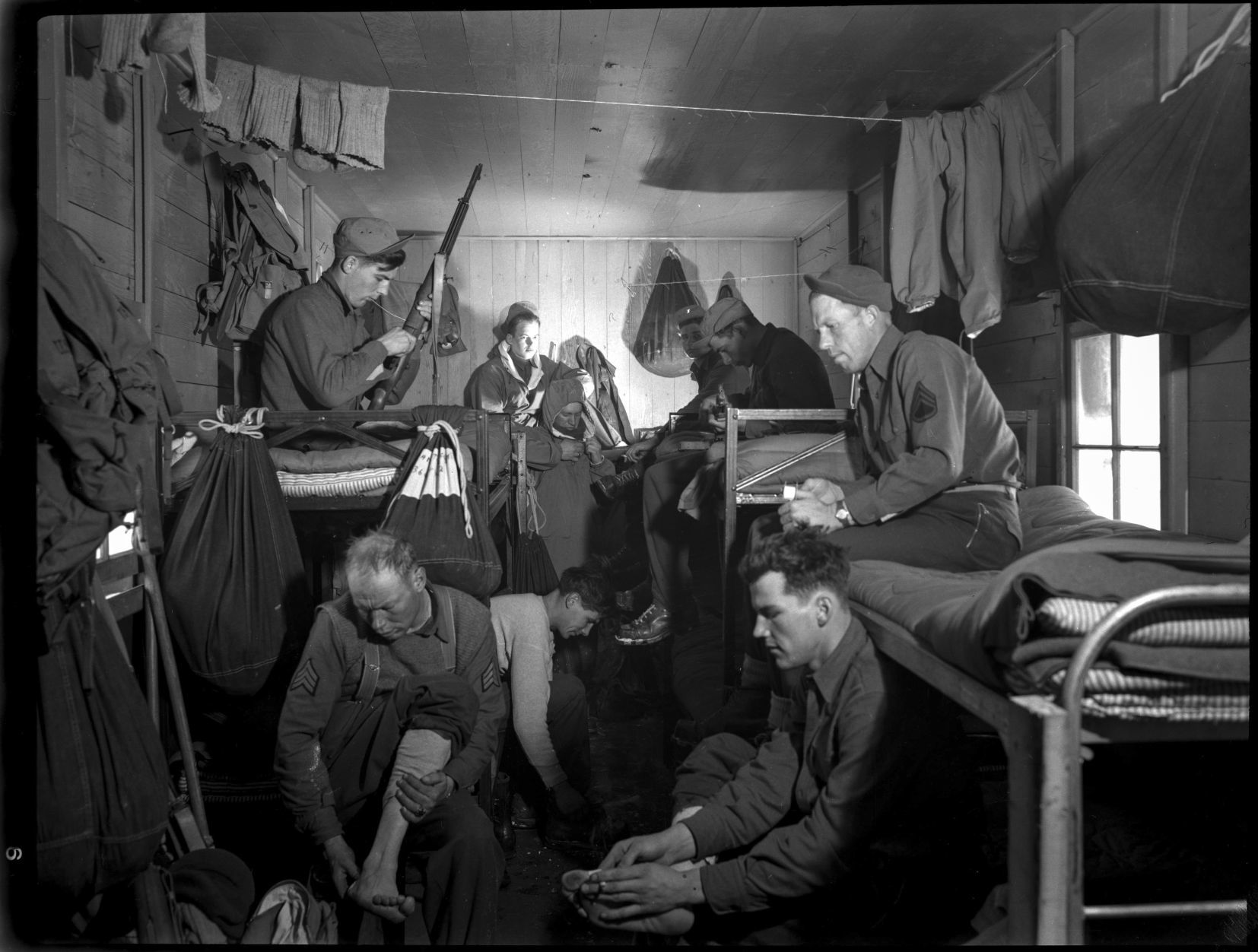 First Special Service Force soldiers have some time to their selves while in their Fort Harrison barracks.